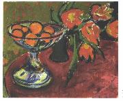 Ernst Ludwig Kirchner Stil live with tulips and oranges France oil painting artist